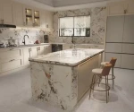 12mm Large Format Ceramic Slab Kitchen Counter Top Book Match Super White Sintered Stone