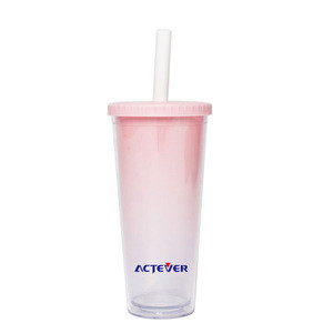 16oz 20oz wholesale clear eco friendly custom kids party drinking reusable boba bubble mike tea plastic cup with straws