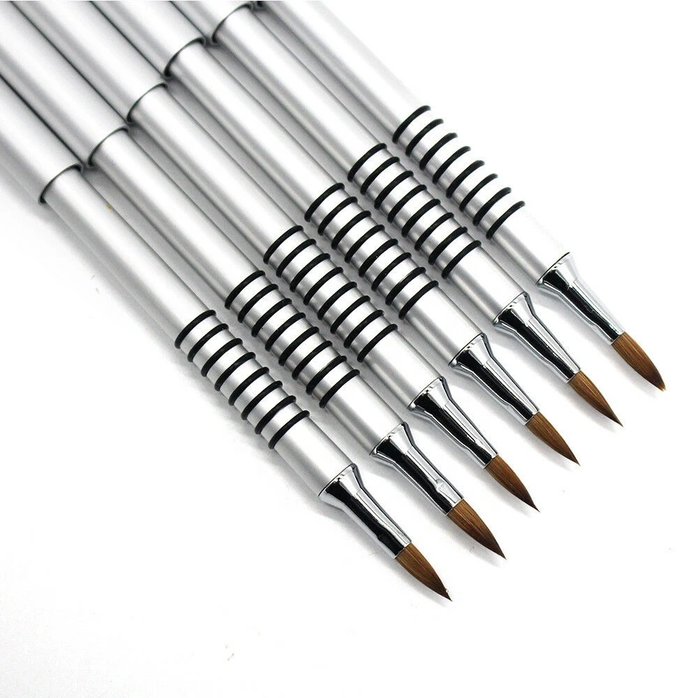 1PC Kolinsky   Sable  2#  4# 6# Sliver Metal Nail Art Brush Pen Acrylic Brush