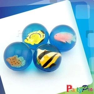 2014 Hot Sale 3D Figure Small Hard Rubber Balls Pet Toy Rubber Jumping Ball With Fish Inside