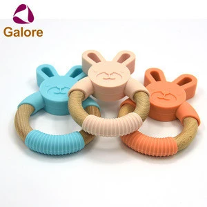 2018 baby toys wooden baby silicone teether