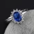 Import 2019 factory Wholesale Custom Luxury  Womens  Engagement Anniversary  Blue Sapphire 925 Sterling Silver Ring from China