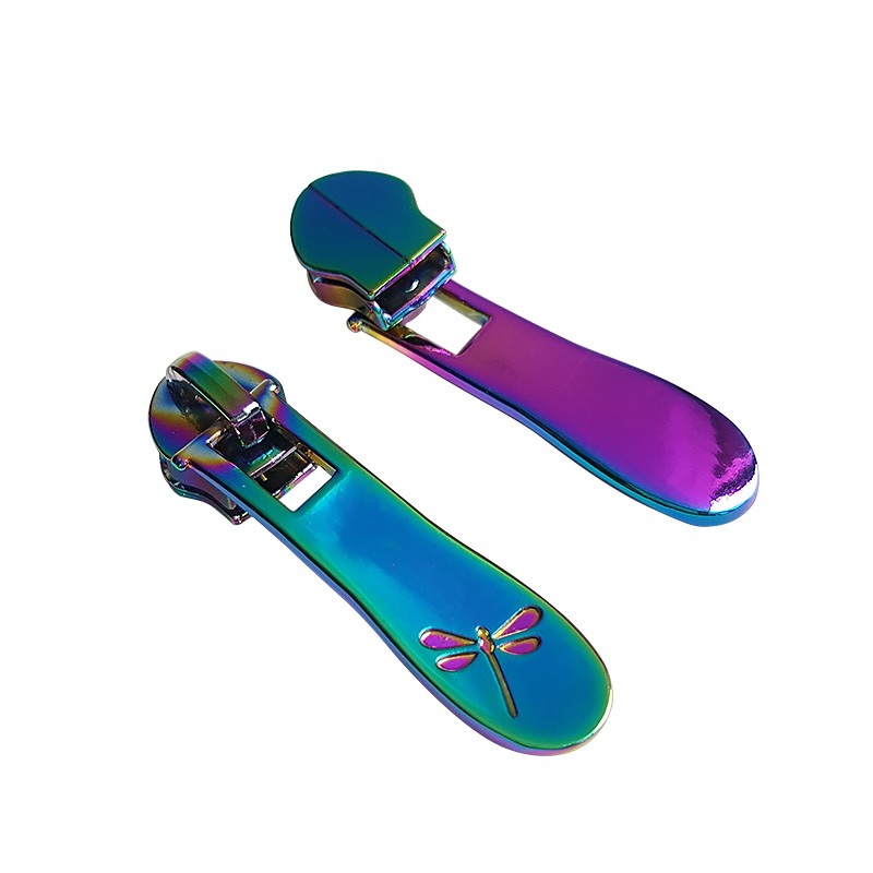 2020 Best Selling Rainbow Color Bag Accessories Colorful Metal Zipper Puller / pull Custom Dragonfly Logo Zipper Slider