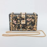 2020 Hotting selling Solid Color Acrylic Evening Bag Clutch With Flowers For Wome