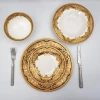 2020 new bone china 16pcs embossed gold porcelain luxury black charger dinner plate sets dinnerware