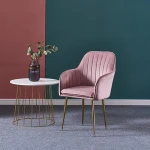 2020 simple style modern design luxury home furniture green velvet wrapped sponge gold plated legs comfortable dining chair