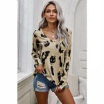 2021 New Designs Lady Long Sleeves Shirt Leopard Print Blouse Women Casual Tops