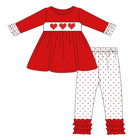 2022 Valentines custom kids boy outfit wholesale boutique cotton toddler boy clothes three heart applique baby boy set