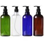 250ml 500ml 1000ml green PET plastic shampoo pump boston bottle with Black Pump Tops Bath Shower shampoo Liquid dispenser