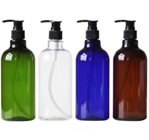 250ml 500ml 1000ml green PET plastic shampoo pump boston bottle with Black Pump Tops Bath Shower shampoo Liquid dispenser