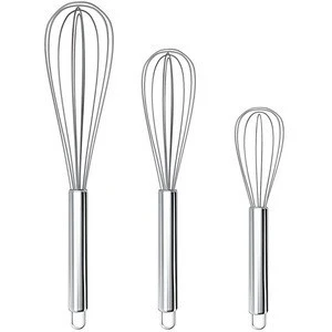 3 Pack 8&quot;+10&quot;+12&quot; Egg Beater Blender Wire Whisk Ware Kitchen Cooking Stainless Steel Manual Egg Whisks