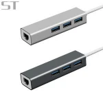 3 Port Usb 3.0 Usb Hub To 100Mbps Gigabit Ethernet Rj45 Lan Network Type C Hub
