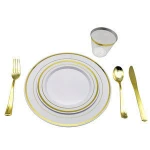 300 Pieces Rose Gold Plastic Silverware- Disposable Flatware Set-Heavyweight Plastic Cutlery 100 Forks, 100 Spoons, 100 Knives