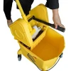 36L volume Mop bucket with side press wringer, Squeezing bucket floor cleaning system with no slip wheels, Yellow