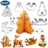 3D Christmas Cookie Cutters Set - 8 Piece Stainless Steel Cookie Cutters Including Christmas tree, Snowman, Deer & Sled Shapes