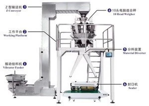 4 Head Linear Weigher Food Processing and Packaging Machinery Shrimp Granule Microwave Popcorn Pouch Packing Machine