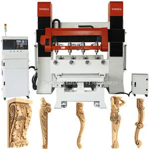 4 heads 3d multi rotary 5 axis cnc woodworking machine