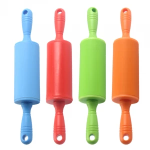4 Inch Dumplings Dough Roller Pins Silicone Mini Kids Cake Rolling Pin with Plastic Handle