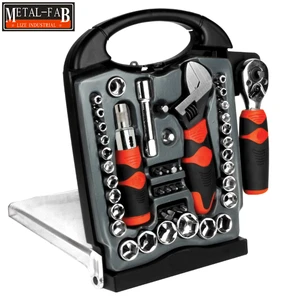 45pc Stubby Set With Dual Drive Ratchet,Ratcheting Screwdriver,Adjustable Wrench