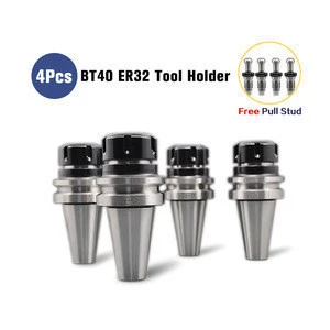 4Pcs BT40-ER32-70 Tool Holder + 1Pc BT40 Pull Stud Wrench + 1Pc ER32 Nut Wrench