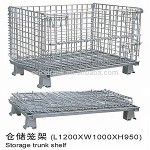 4X8 Pallet Rack Drip Tray / Industrial Logistic Portable Storage Cage / Rolling Steel Wire Mesh Cage