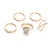 Import 5 piece set vintage crystal gold ring luxury engagement bridal jewelry rhinestone round rhinestone ring jewelry set for women from China
