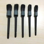 5-Set Car Wash Black Grey Boar Hair Auto Detailing Car Brush for Interior Leather Trim Wheels