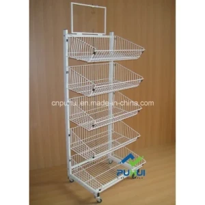 5 Tier Steel Stand Adjustable Wire Basket Display (PHY307)