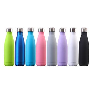 500ml/750ml Matte Painting Double Wall Cola Shaped Stainless Steel Sport Water Bottle Flask
