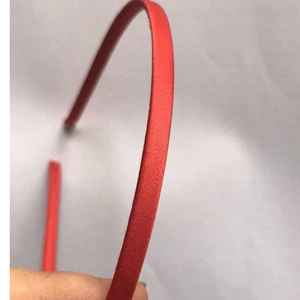 5mm Red Satin Ribbon covered plain metal hair headbands for kids DIY
