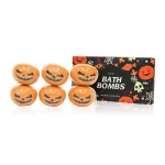 6pcs private label pumpkin shape fizzies gift set in box packaging mold set for hallowmas skin care spa bath bombs