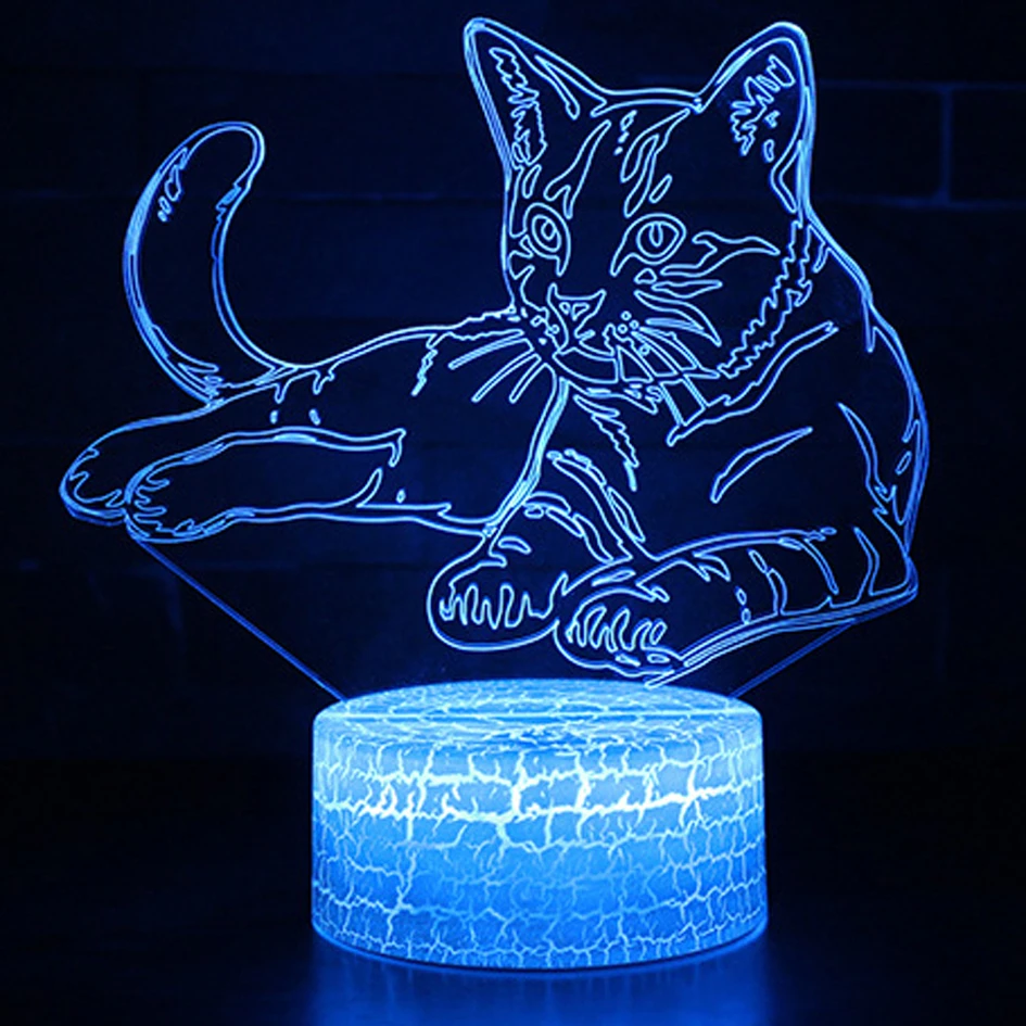 7 Colors USB Bedroom Home Decor Lovely Cat 3D Night Light LED Animal Table Lamp Bedside Lamp Party Kids Toy Gifts Light Fixture