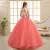 Import A line floor length dark pink spaghetti strap puffy  lace wedding dresses from China