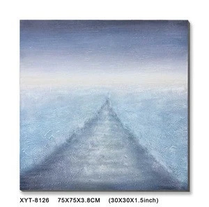 Abstract Landscape An road Straight through the horizon Oil Painting Handpainted Stretched
