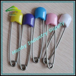 Adult Healthcare Supplies Customized 80mm Assorted Colors Plastic Head Stainless Steel Double Lock Adult Cloth Diaper Pin
