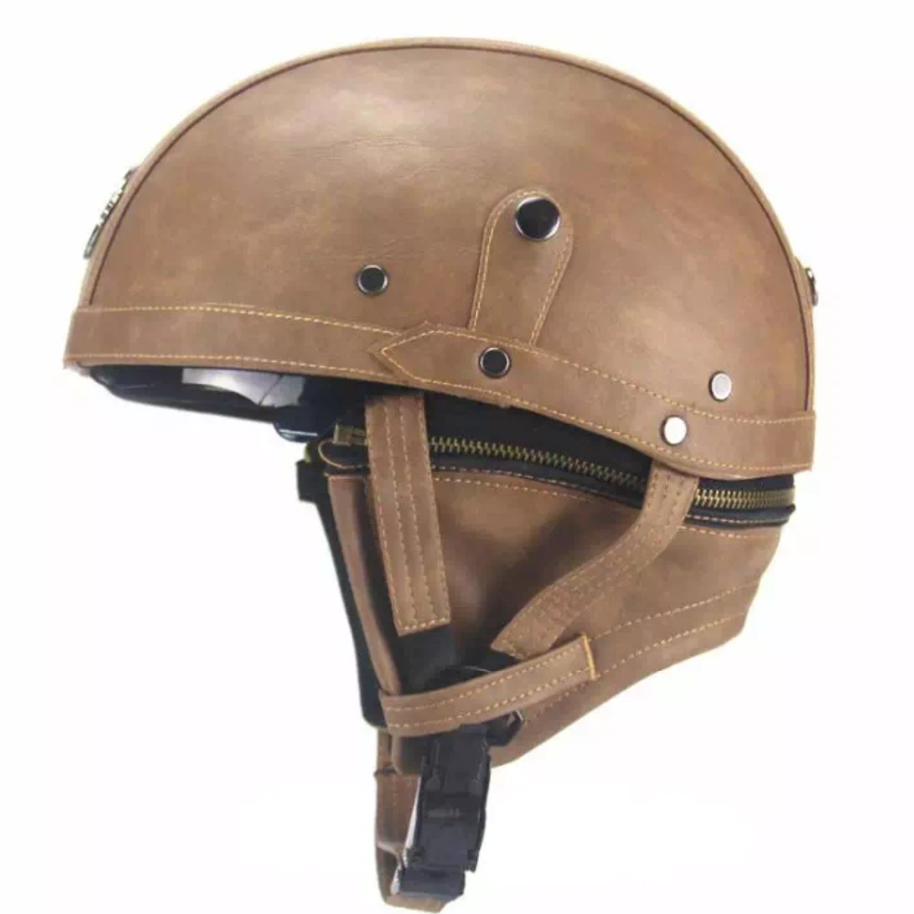 Adult Leather Helmets For Motorcycle Retro Half Cruise Helmet Prince Motorcycle GERMAN Helmet Vintage Motorcycle