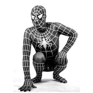 Adult lycra jumpsuit fitness black spiderman costume
