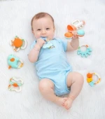 Alilo Baby Rattles Set 8 pcs Gum Massager safety TPE material For Teething Pain Relief Baby teethers Silicone Baby Teether