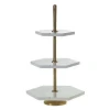 Aluminum And Marble Gold Finish Decorative Three Tier Cake Stand