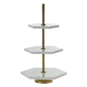 Aluminum And Marble Gold Finish Decorative Three Tier Cake Stand