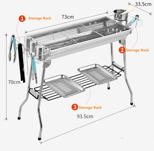Amazon Hot Selling Stainless Steel Portable Folding Charcoal BBQ Grill For camping