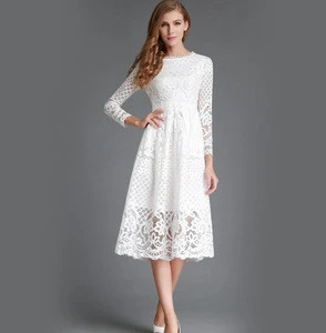 American style lady dresses New Autumn/Spring long sleeve casual lace dresses for women