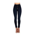 Autumn high waisted and four buttons tight stretch pencil jeans for women