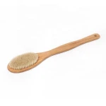BA-6087 Organic Spa Exfoliation Massage Scrub  Long Handle Bath Back Bamboo Brush