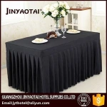 Banquet Guangzhou Crocheted red color table skirt for wedding ice silk fabric