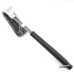 BBQ Tools Stainless Steel Grill Cleaning Brush 3 in 1 bbq Grill Brush with Scraper