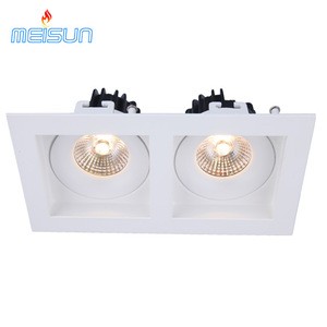 Best quality aluminium recessed square 20w cob led double downlight for commercial