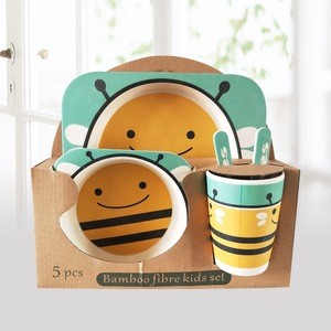 Best selling products kids animal shaped bamboo fibre tableware set