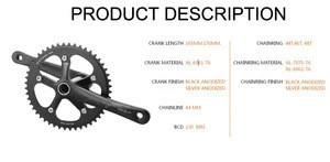 Bicycle Crankset Fixed Gear Bicycle Freewheel Integrated CNC Hollow Crank for 44-49T Track Cycle Parts Single Speed CNC OEM