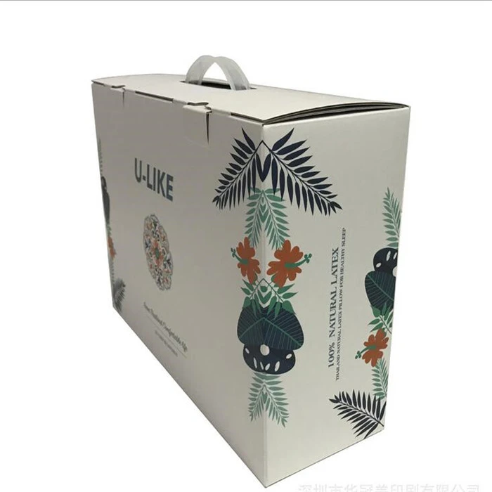 Bio-Degradable Custom Printed Mailer Shipping Carton Box Foldable  Postal Delivery Paper Corrugated With Plastic Handle Box
